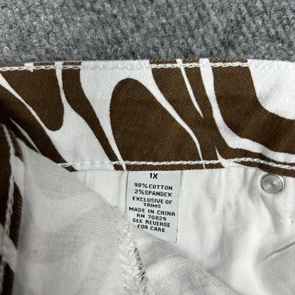 Rue21 Jeans Womens Plus 1X Brown White Denim Skate Straight Leg Wavy Stretch New - Picture 8 of 12